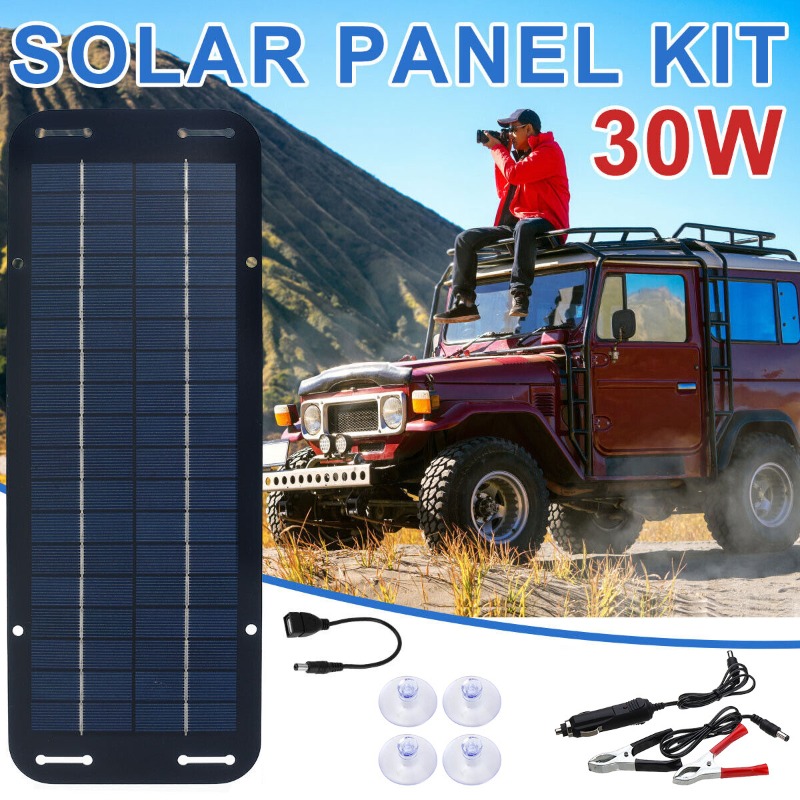 Renewable Energy Kits - 12Vソーラーパネルキット IP65防水ソーラー充電器 ポータブルソーラー充電器キット 高効率カーバッテリー充電器