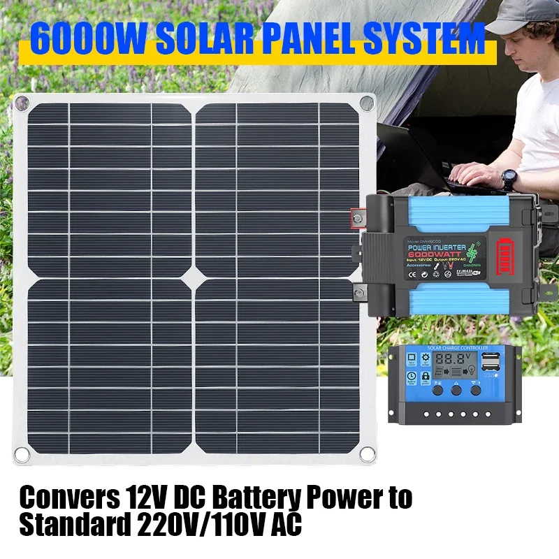 Renewable Energy Kits - 6000Wソーラーキットには200Wソーラーパネルとコントローラーが装備されており、家庭用RVやキャンピングカーの緊急電源供給に適しています。