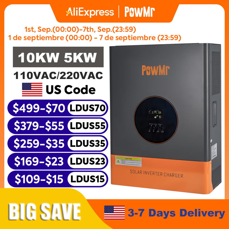 Flexible Solar Panel - PowMr 10KW 5KW スプリットフェーズインバーター 48V 110Vまたは220V
