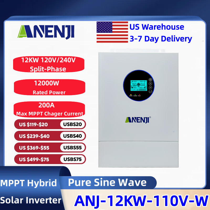 ANENJI スプリットフェーズ 120V/240V 12K - Flexible Solar Panel のレビューと価格