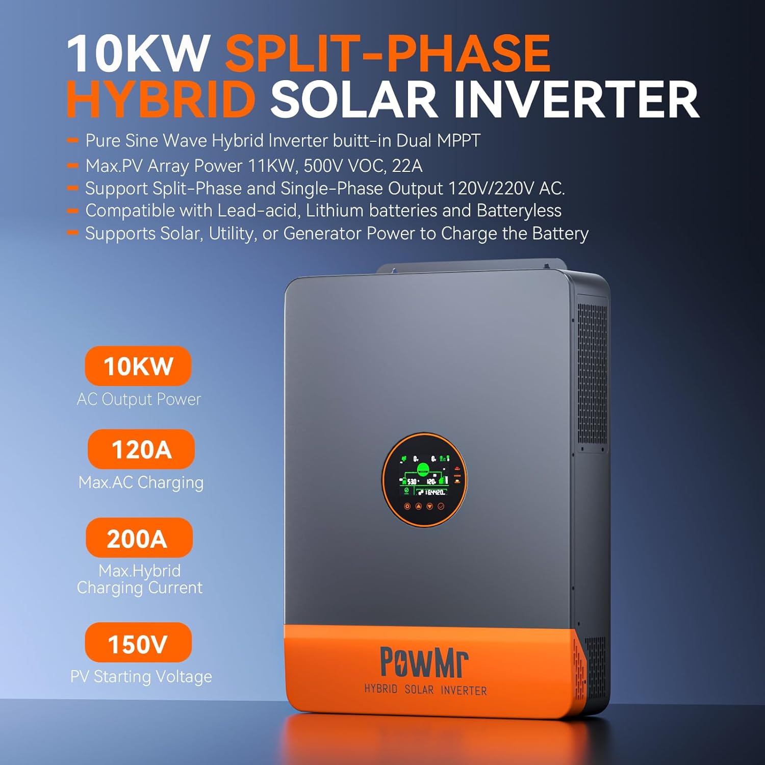 PowMr 10KW 分相インバーター 48V 110V 2 - Flexible Solar Panel のレビューと価格
